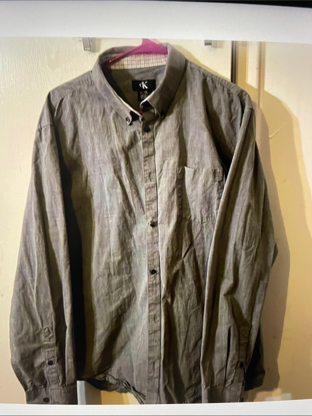 Calvin Klein Olive-Grey Button-Up Shirt